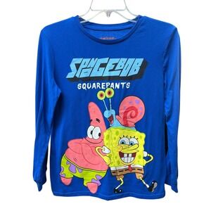 Boys 18/20 XL 2023 Spongebob Patrick‎ Gary Nickelodeon Blue Long Sleeve Tshirt